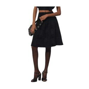 Maeve Anthropologie Womens Taffeta Dot Midi Skirt Black Noir Size 4